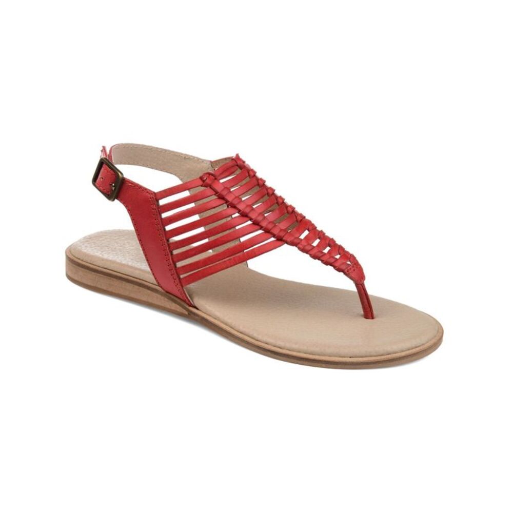 JOURNEE COLLECTION Womens Red 1/2" Wedge Davis Leather Slingback Sandal 7.5 M